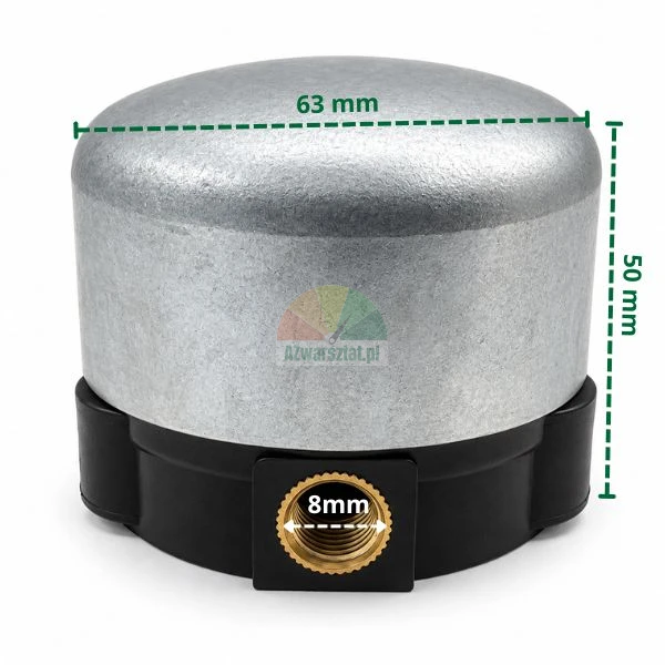 Complete vertical horizontal mushroom actuator with dimensions 63x50 mm and 8 mm thread