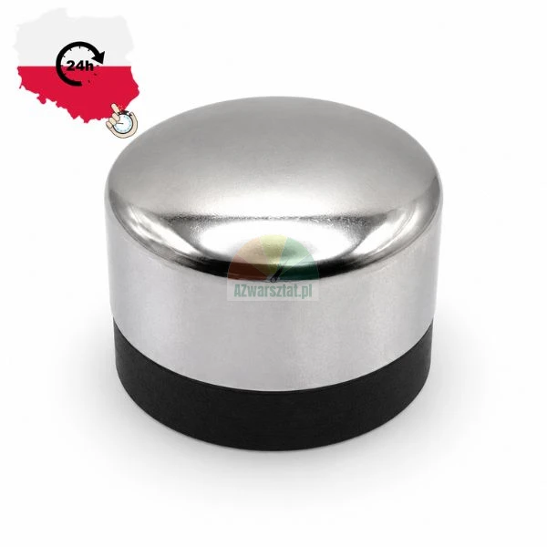 Freestanding stainless steel floor door stop with black rubber base