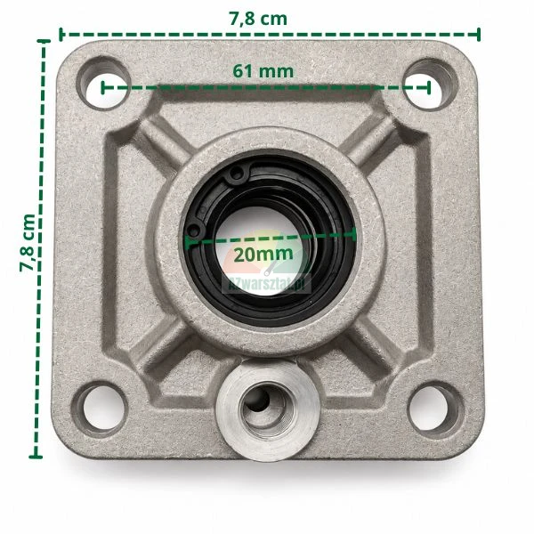 Metal actuator mounting plate 7.8x7.8 cm with 20 mm hole and 61 mm hole spacing