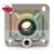 Square cast aluminum mounting flange with inner seal and threaded port on white background