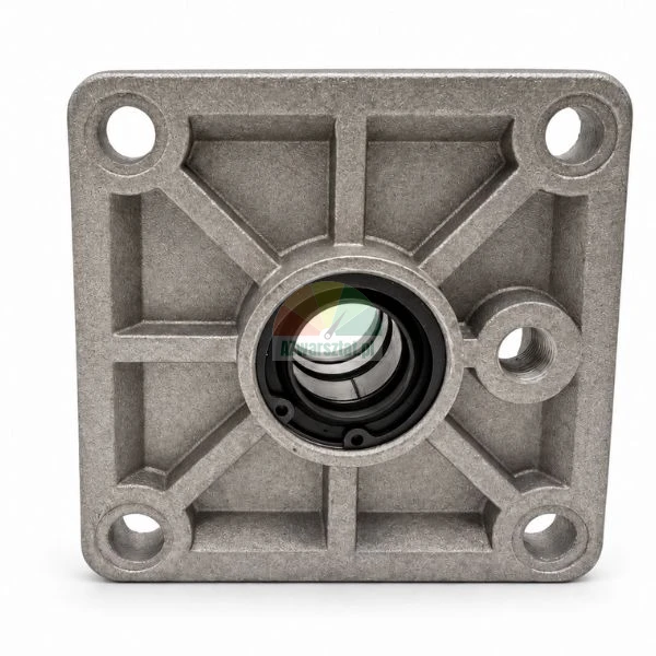 Clamping and tilting cylinder end cap 9x9 cm with piston rod hole for 80 mm pneumatic cylinder