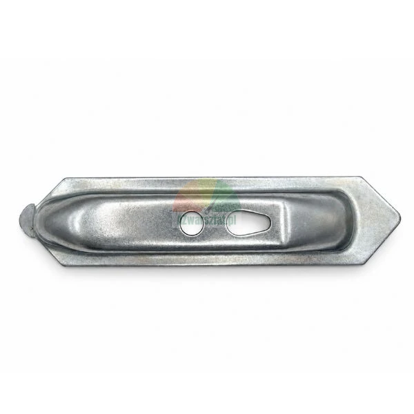 Metal mounting bracket plate with keyhole slot for furniture hanging on white background