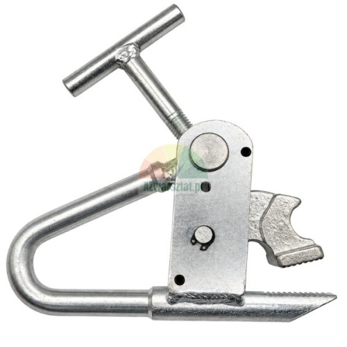 Heavy duty steel wheel bead clamp tool for truck tyres on white background