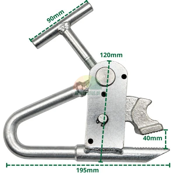 Tyre bead clamp for steel truck wheels with dimensions