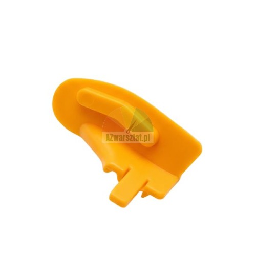 Yellow plastic protector for tyre changer mounting head Type E on a white background