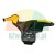 Black tire changer mount demount head with 28 mm hole and yellow plastic protectors