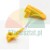 Yellow plastic lever or latch component shown from two angles on a white background