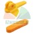 Yellow plastic protective cover set Type W+ for tyre changer head on white background
