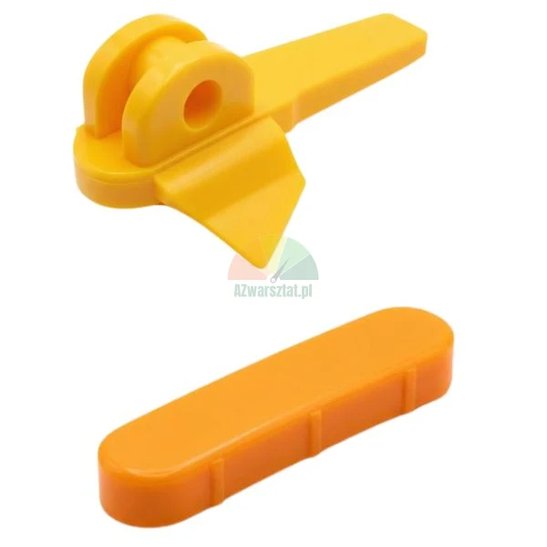 Yellow plastic protective cover set Type W+ for tyre changer head on white background