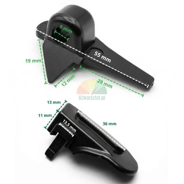Black plastic tyre changer mount head protectors AFAE set with dimensions