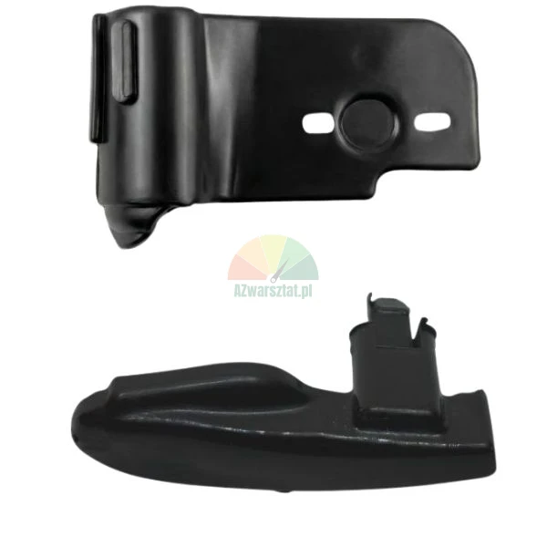 Black plastic foot cover from the SAL set, two side views on a white background