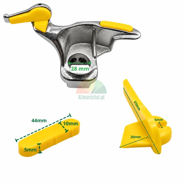 Metal tyre changer mount demount head 28 mm with yellow plastic rim protectors