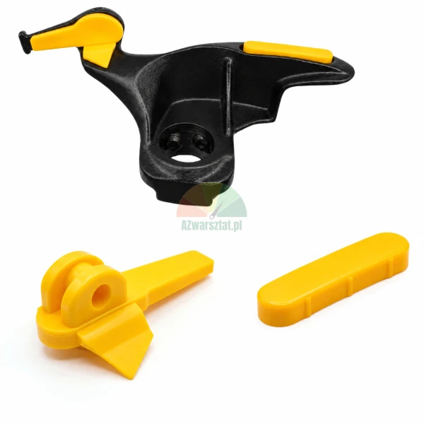 Black tire changer mount demount duck head with an additional set of yellow plastic protectors