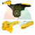 Black 28 mm tire changer mount demount head with yellow protective inserts and dimensions