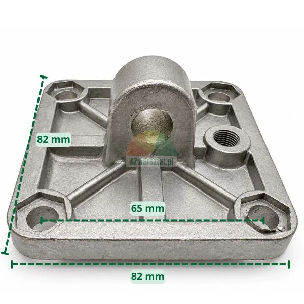 Clamping and tilting cylinder flange 82x82 mm for 75 mm cylinder with dimension markings