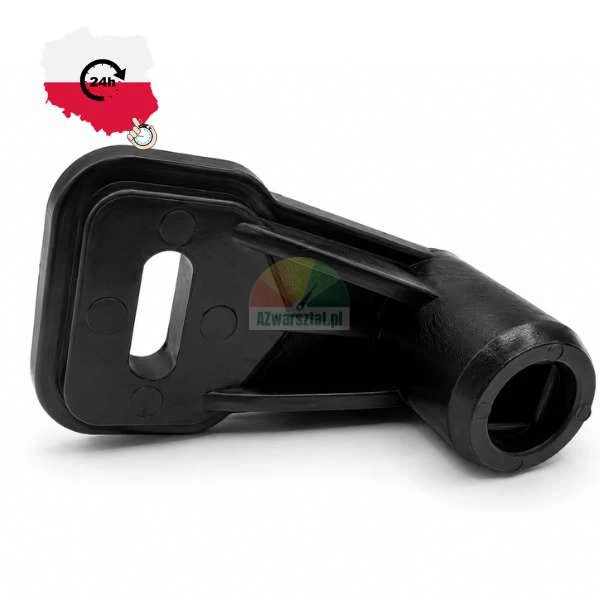 Black plastic mounting bracket with elongated hole and cylindrical sleeve