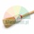 Round paint brush with natural light bristles and a wooden handle on a white background.