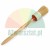 Round paintbrush with natural bristles and long wooden handle on white background