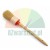 Round detailing paint brush with natural bristles and long wooden handle on a white background