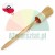 Round paint brush with a long wooden handle and light natural bristles on a white background.