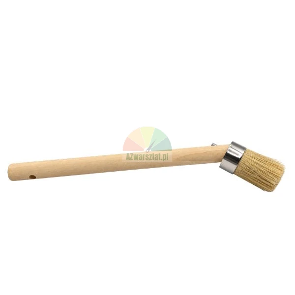 Angled 40 mm tyre mounting paste application brush with wooden handle on white background