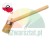 Angled round radiator paint brush with a long wooden handle and metal ferrule