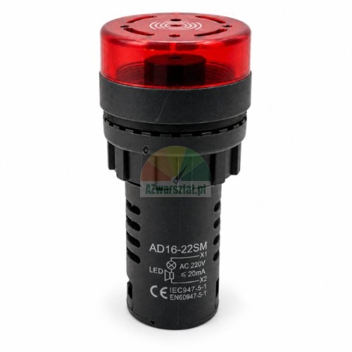 Red panel mount LED buzzer indicator AD16-22SM 220V AC