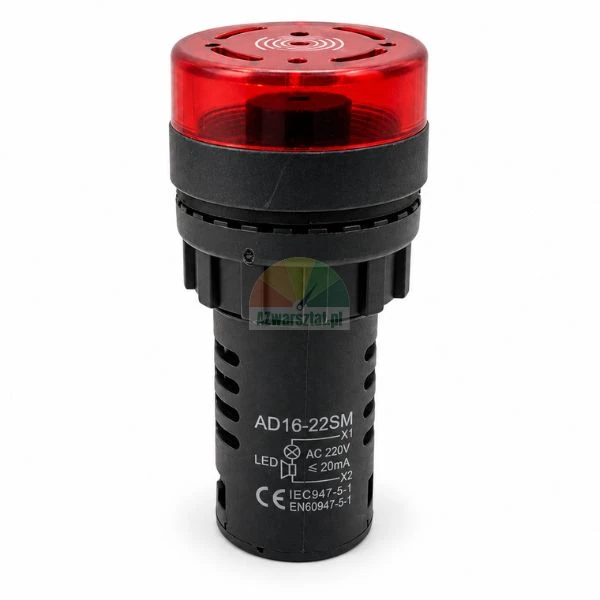 Red panel mount LED buzzer indicator AD16-22SM 220V AC