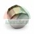 Stainless steel thermos cap or cup with black plastic base lying tilted on white background