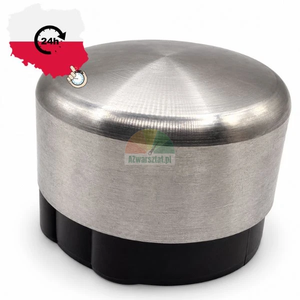 Stainless steel post end cap with a black plastic insert