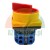 Main rotary switch 20A 49 mm x 49 mm with red knob and yellow collar on white background