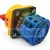 Industrial rotary cam switch with yellow and red handle and blue contact body