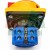 Rotary cam main switch with yellow and red knob, view of blue screw terminal block and electrical specifications.