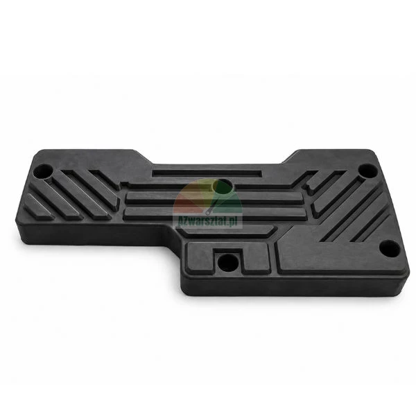 Black textured rubber lift pad with mounting holes for car hoist or jack