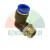 90-degree pneumatic push-in elbow fitting with brass male thread and blue release ring