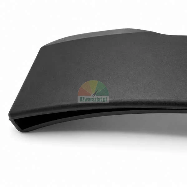 Close-up of a black ergonomic desk edge wrist and forearm support pad