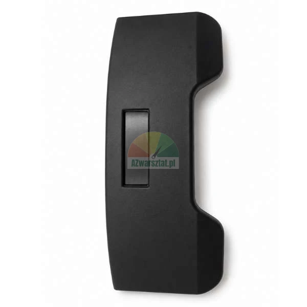 Black ergonomic door pull handle made of durable plastic on a white background