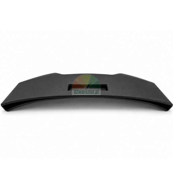 Black curved plastic car spoiler with a central recess shown on a white background