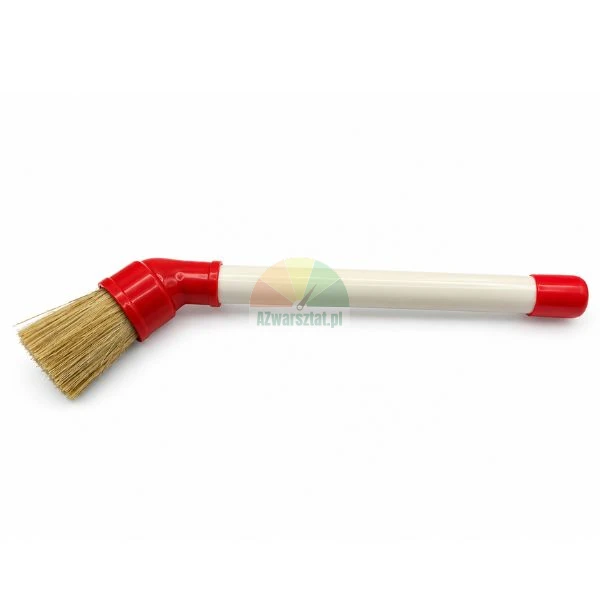 Angled tyre mounting paste brush with white handle and red trim