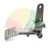 Metal foot pedal with ribbed surface, spare part for machinery or vehicle on white background