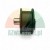 Side view of a black idler guide pulley roller with a metal mounting pin on a white background.