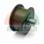 Black flanged guide roller with a metal shaft on a white background.