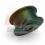 Black guide roller pulley with an inner bronze bushing on a white background.