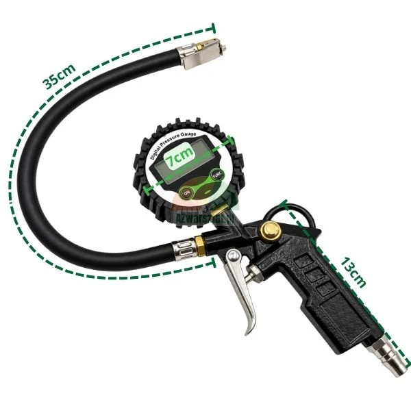 Digital tyre inflator gun with pressure gauge 0-16 bar and 35 cm hose
