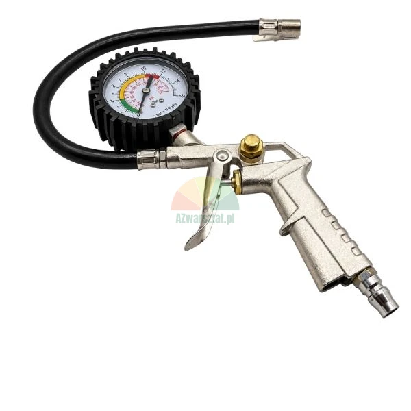 Tire inflator gun TYPE A with pressure gauge and flexible hose