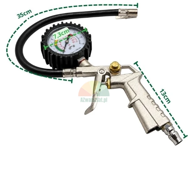 Tire inflator gun with pressure gauge TYPE A with dimensions