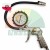 Tire inflator gun with pressure gauge and flexible hose