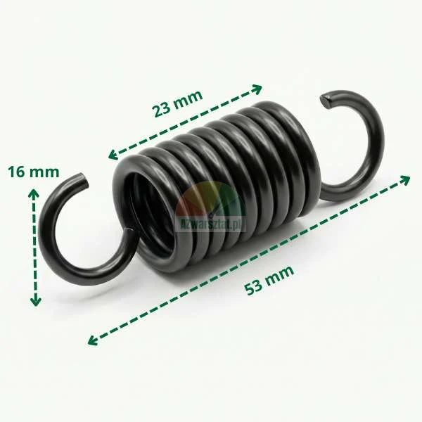 Black pedal return spring with marked dimensions