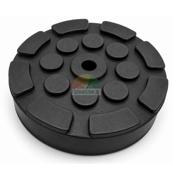 Round black rubber jack pad 12 cm for car lift with anti-slip embossed pattern