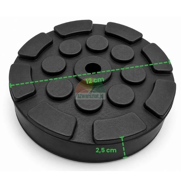 Round rubber jack pad with 12 cm diameter and 2.5 cm thickness